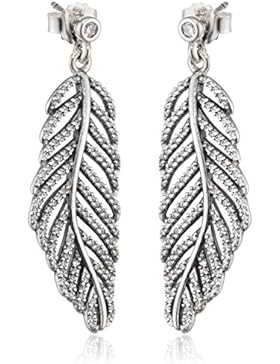 Pandora Damen-Ohrhänger Funkelnde Feder 925 Silber Zirkonia weiß - 290584CZ