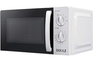 Bakaji Piec kuchenka mikrofalowa Pojemność 20 Lt moc 700W 6 poziomów mocy Regulowany zegar do 30 min z dzwonkiem taca wewnętrzna obrotowa + światło