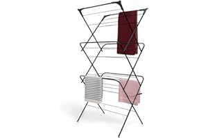 ZOPPER 3 Tier Folding Clothes Airer 14m Space For Laundry, Indoor And Outdoor | Non-Slip Feet & Corner Spaces for Hangers | Home Storage - Foldable Drying Rack, Lightweight, Space Saving Washing Line