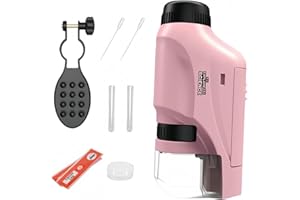 AiNinXun Microscopio portatile per bambini Childern Pocket Microscopio Ragazzi Ragazze Giocattolo 60-120x Monoculare con Luce LED Mini Microscopio Regalo per Student con Phone Stand