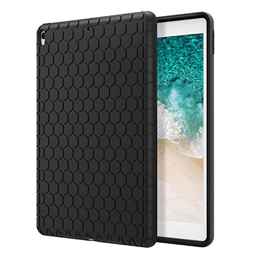 MoKo Hülle für iPad Pro 10.5 Zoll 2017 - [Honey Comb Series] Lightweight Silikon Case Stoßfest [Kids Kinderfreundlich] Schutzhülle für Apple iPad Pro 10.5 Tablet, Schwarz