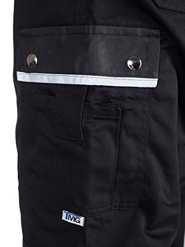 TMG® – Herren Latzhose für Mechaniker – strapazierfähig – Schwarz - 4