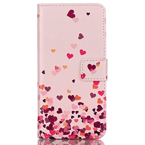 CaseHome iPhone 6/6S 4.7 Inch Hülle,Schutzhülle Tasche Leder Mit Kartenfach Magnetverschluss Standfunktion Slim-Schutzhülle Folio Schalen Fall Mit Karten-/Geldscheinfach Für Apple iPhone 6/6S-Rosa Liebes Herz - 2