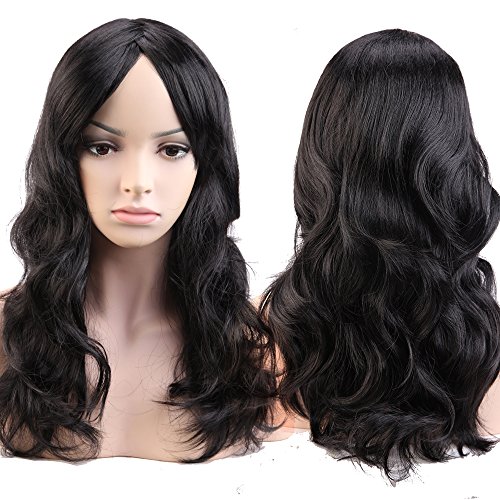 S-noilite® Womens Sexy Long Wig Fancy Dress Full Hair Wigs Costume Party Hen Night Club (Curly-19inches, Black)