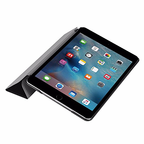 EasyAcc Ultra Slim Apple ipad mini 4 Hülle Ledertasche Flip Case Smart Cover mit Standfunktion / Auto Sleep Wake up und Standfunktion für iPad mini 4 2015 – Schwarz, Kunstleder - 3