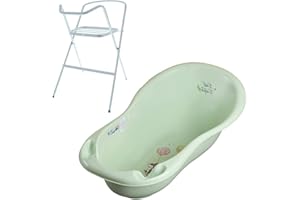 MON MOBILIER DESIGN Baignoire bébé avec thermomètre Vert Forest 102 cm + pied