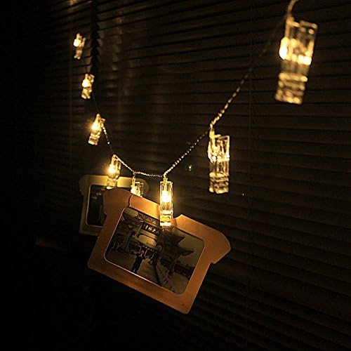 (Nijiadipai) LED Photo Clips String Lights with 10 Clips, Battery Operated Lights for Wedding Party Christmas Home Decor, Hanging Photos, Cards, Painting Pictures?1.5M Warm White)