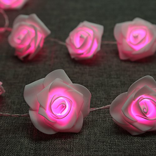 Preisvergleich Produktbild Denknova® 30er LED Rosen Lichterkette, batteriebetrieben, Pink, 3 Meter