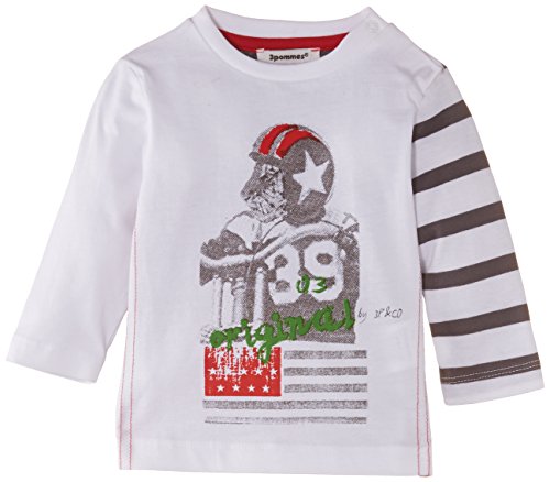 3Pommes Baby-Boys Long Sleeve Polo Shirt, White, 3-6 Months (Manufacturer Size:6 Months)