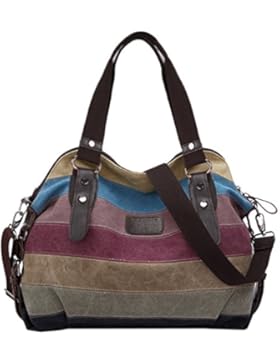 Coofit Damen Mädchen Handtasche Umhängetasche Schultasche Leinwand Multifunktion mit Schulterträger (colorful...
