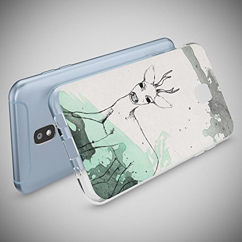 Samsung Galaxy J3 2017  EU-Model  Funda Carcasa de NALIA  Protectora Movil TPU Silicona Ultra-Fina Gel Transparente  Cubierta Goma Cover Case Clear para Samsung J3 2017  Designs Deer