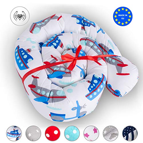Cuna para bebé Parachoques Rollo Antialérgico Fibra hueca Algodón Cojín Vivero Serpiente Lumbar Bebé Nido Protector de cama (Patrón de coches, 150 cm)