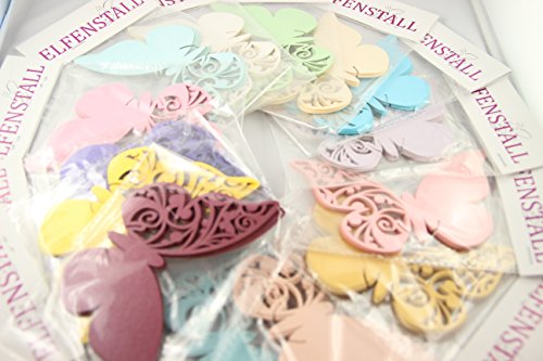 Elfenstall Namenskärtchen / Platzkarte / Namensschild / Sitzkarte / Namenskarte / Tischkarte / Tischkärtchen für Hochzeiten Feste oder Partys “ Design Schmetterlinge “ 10 Stück für das Trink- oder Sektglas in der Farbe (creme / ivory) - 4