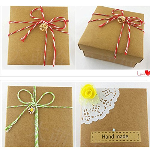WINOMO 100m Baumwolle Bäcker Schnur String Kordel Glas Flasche Geschenk Box Decor Craft (rot + weiß) - 6