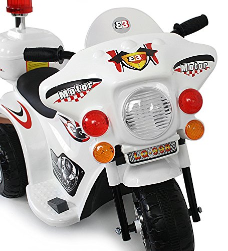 Kindermotorrad Elektromotorrad Kinderfahrzeug Dreirad Kinder Polizei Motorrad in Weiß