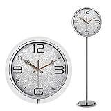 Home Boden Uhren Wohnzimmer/kreative Mute Uhr/Boden Uhr/Standuhr / Matt Gold Sand Flash Dial Quarzuhr (Farbe : Silber, größe : 35CM Diameter)