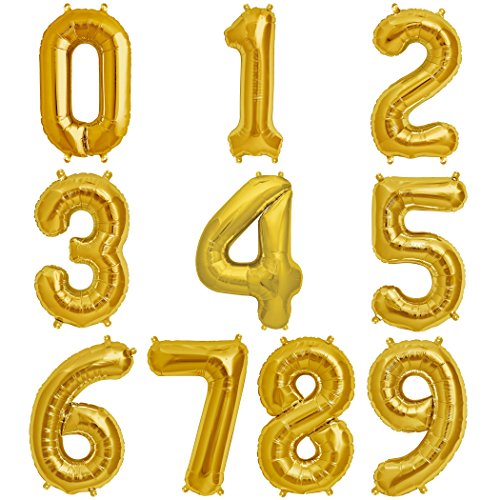 Ballon Zahl 0-9 in Gold – XXL 40″/102cm – Folienballons für Luft oder Helium als Geburtstag, Jubiläum, Hochzeit oder Abschluss Geschenk, Party Dekoration oder Überraschung - 2