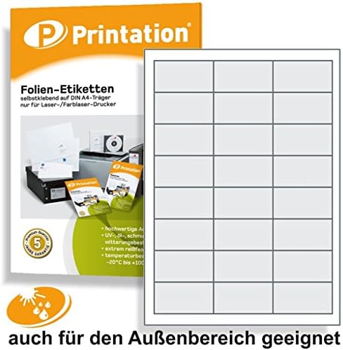 Labels 63,5 x 33,9 mm Weather-resistant transparent on A4-3 x 8 Rolls / page Folienetiketten Polyester - 240