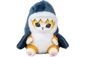 DEYROS Cute Shark Cat Fried Shrimp Cat Plush Doll Pendant Doll Beautiful Room Car Bag Decoration Pendant Opening 13cm (A)