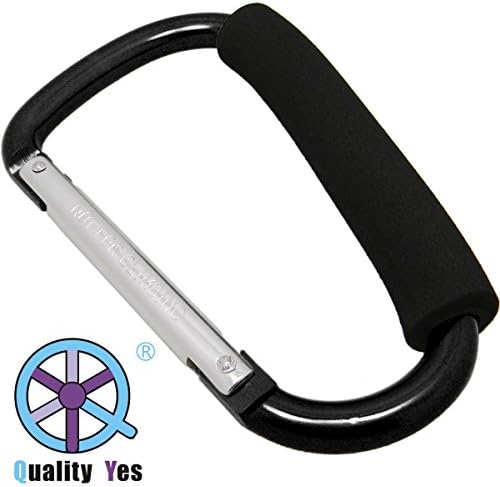 QY Black Color 6.25 Inches Outsize D Shape Biner Carry Handle Hook Ring Clip Snap Multiple Use Hook