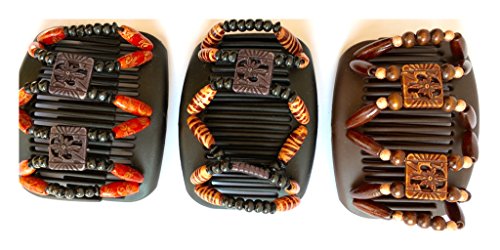 3 x Haarklammer Haarspange Haarkamm Butterfly 3 verschiedene Motive in Braun – LK Trend & Style - 2