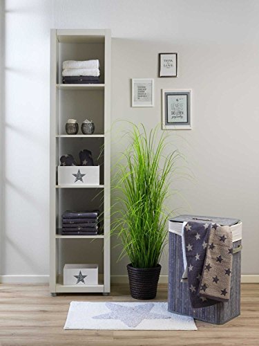 Badematte Badteppich Badezimmerteppich STERN | 50 x 80 cm | Weiß-Grau | Baumwolle - 3