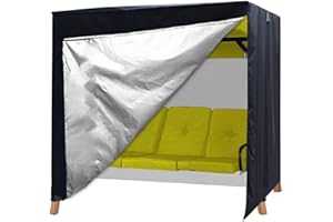 BUJUYUXU Hollywoodschaukel Abdeckung Wasserdicht, Schutzhülle Mit Doppeltem Reißverschluss, 420D Oxford Gewebe Abdeckplane - Schwarz (215 * 125 * 170cm)