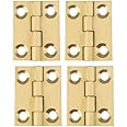 YOFASEN Copper Small Hinges - Brass Folding Butt Hinges for Furniture Cabinet, Gold, 1 Inch(25x20x1.2mm) - 4pcs