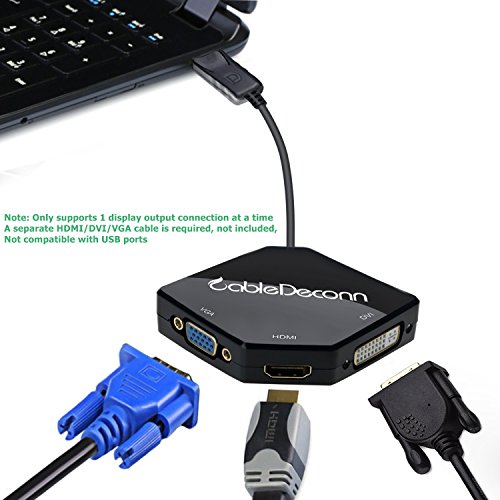 CableDeconn Big Displayport Dp to Hdmi/dvi/vga Male to Female 3-in-1 Adapter Konverter Kable - 5