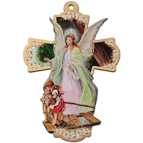 Italiano de madera ángel pared Cruz by H. J. Sherman