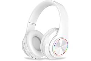 ZZOSRDR Bluetooth Headphones Over Ear, Foldable Lightweight Wireless Headset, Wireless Headphones with Built-in Mic, FM, SD/TF for Online Class, Office, PC, Phone (White)