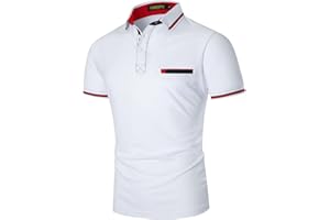 GNRSPTY Men's Short Sleeve Polo Shirts Classic Contrast Color Thread Slim Fit Cotton Golf Tennis T-Shirt