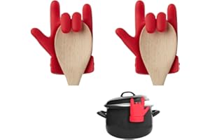 DINGFENG - Juego de 2 elevadores de tapa de silicona antiderrame, soporte para cuchara de cocina, contra salpicaduras, tapa resistente al calor, tapón para gadgets de cocina