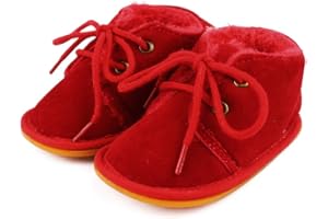 LACOFIA Chaussures d'hiver Premier Pas en Semelle en Caoutchouc pour bébé Fille ou garçon Rouge 6-12 Mois