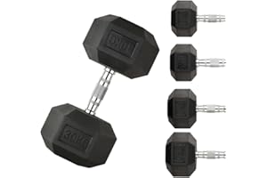 FASHION THIRSTY Northern Hex Dumbbell Set Rubber Heavy Weights with Metal Handles Anti-Rolling for Weight Lifting Bodybuilding Exercise Workout Strength Training Home Gym 1kg-50kg Pairs Sets