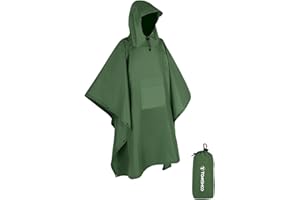 TOMSHOO Rain Poncho, Raincoat, Waterproof Camping Tent, Tarpaulin, 3-in-1 Multifunctional rain Cover for Hunting, Camping, Hiking and Cycling