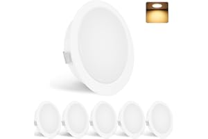 YindaLux 6 Pack LED Downlight Empotrable 230V 3W 3000K Blanco Cálido, 15mm Extraplano Interior Techo 300LM Ф55-58mm, IP44 Ojos de Buey Para Baño