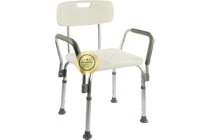 OrtoPrime Sedia da Doccia per Anziani con Schienale Rimovibile – Seggiolino Doccia Antiscivolo Regolabile in 6 Altezze – Sedile per Doccia Anziani e Disabili con Braccioli Imbottiti