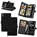 Produktbild KANTAS 9 Karten Brieftasche Flip Case Schwarz PU Leder Handyhülle Case Matt Oberfläche Taschenhülle Wallet Ledertasche mit Magnetverschluss Standfunktion Geldbeutel für Sony Xperia XA1