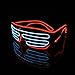 Price comparison product image Lerway Black Frame Neon El Wire LED Lighting Up Slotted Shutter Glasses Novelty Cool Eyewear + Music Activated Control Box, for Masquerade Ball,Concert Live,New Year Eve Crazy (white+red)