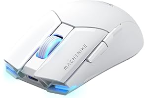 Machenike Ratón Gaming Inalámbrico,26,000 Puntos por Pulgada,PAW3395 Sensor,Ultra-Ligero,Luz RGB,Alta Duración de Batería,6 Botones Programables,Blanco Raton Gaming Compatible con PC/Mac
