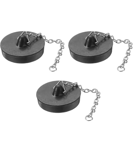2 Tapones De Desagüe Con Cadena 40cm - Goma, Diámetro 40-45mm, Para Fregadero, Lavabo Y Bañera, Antideslizantes (Negro)