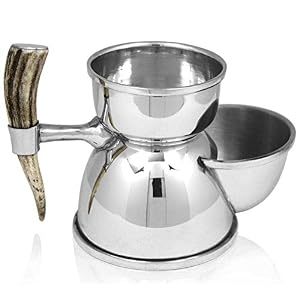 English Pewter Company Balmoral Pewter Shaving Mug with Stag Horn Handle