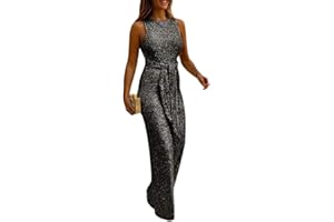 ORANDESIGNE Femmes Combinaison Brillant sans Manches Dos Nu Jumpsuit D'été Chic Élégant Slim Pantalon Loose Casual Playsuit Cocktail Soirée Party Clubwear Bodysuit