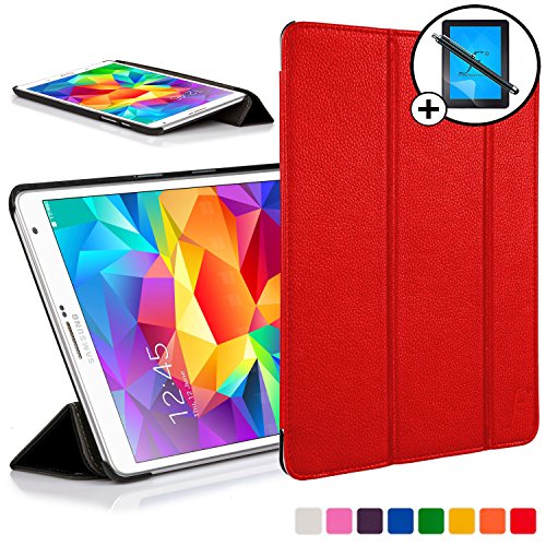 ForeFront Cases® Neue Leder Hülle / Tasche / Case / Cover für Samsung Galaxy Tab S 8.4 T700 - Rundum-Geräteschutz und intelligente Auto-Sleep-Wake-Funktion mit 3-JAHRES-GARANTIE VON FOREFRONT CASES - inkl. Eingabestift und Displayschutz