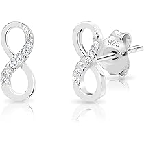 Aucuu 925 Sterling Silver Infinity Symbol Bracelet for Women Zircon Love Bracelet Adjustable Mother's Day Valentine's Day Gift with Gift Wrapping One Size Sterling Silver Zirconia