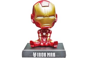HILLOLY Iron Man Shaking Head Car Decoration, Iron Man Car Shaking Head Figurine, Iron Man Ornament Creative Car Accessories PVC Action Figure Shaking Head Doll Hand-Made Model Mobile Phone Holder