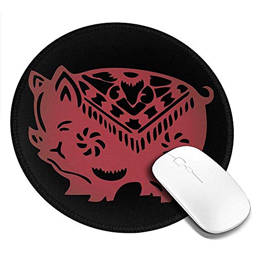 Preisvergleich Produktbild Schreibtischunterlage,Schwein Papier Schneiden Drucken Gaming Mouse Pads Anti-Rutsch-Gummi Waschbar Runde Mousepads Für Computer / Laptop, 20X20Cm