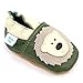 Soft Leather Baby Boy Shoes with Suede Soles by Dotty Fish - Olive Green Bear - 18-24 Months