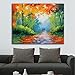 Produktbild XWArtpic Schöne Herbst Wald verlässt Wandkunst Leinwanddruck Nordic Path Park Poster landschaftsmalerei für Wohnzimmer Wohnkultur 60 * 80 cm